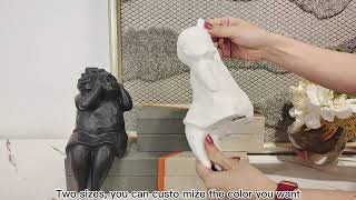 Modern Matte Black & White Ceramic Character Figurines | Light Luxury Home Decor | Yalang Home