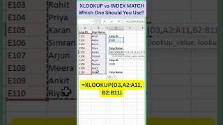 XLOOKUP vs INDEX MATCH – Which One Should You Use? 🤔 #Excel #exceltips #exceltricks #shorts