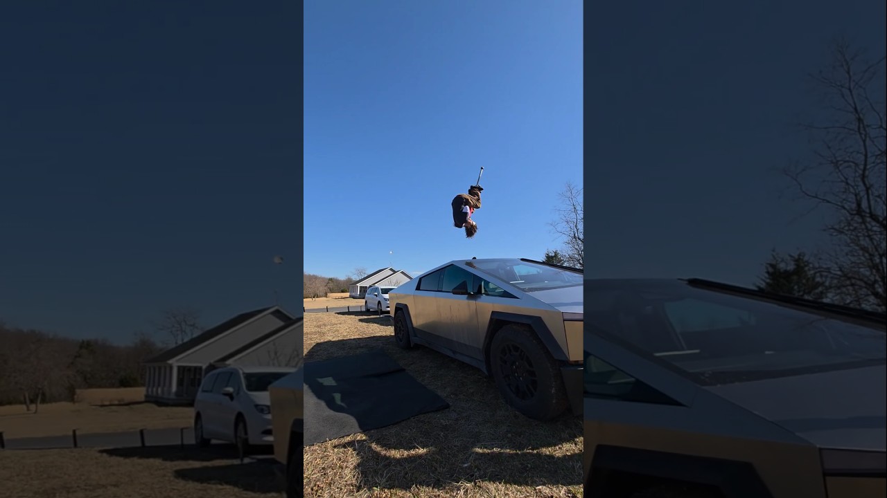 экстремальное сальто вперед на пого-стике над кибергрузовиком Генри Кабелус xpogo