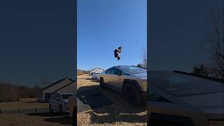 extreme pogo stick front flip over a cyber truck Henry cabelus xpogo