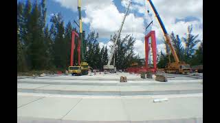 Harrison Crane time lapse of 3 cranes erecting large straddle crane