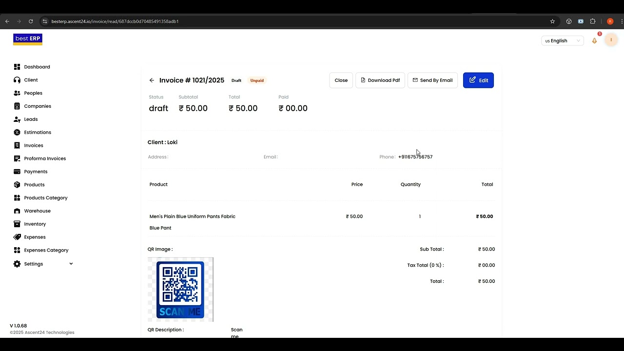 How to View Invoice Records in the ERP Dashboard? | bestERP.in