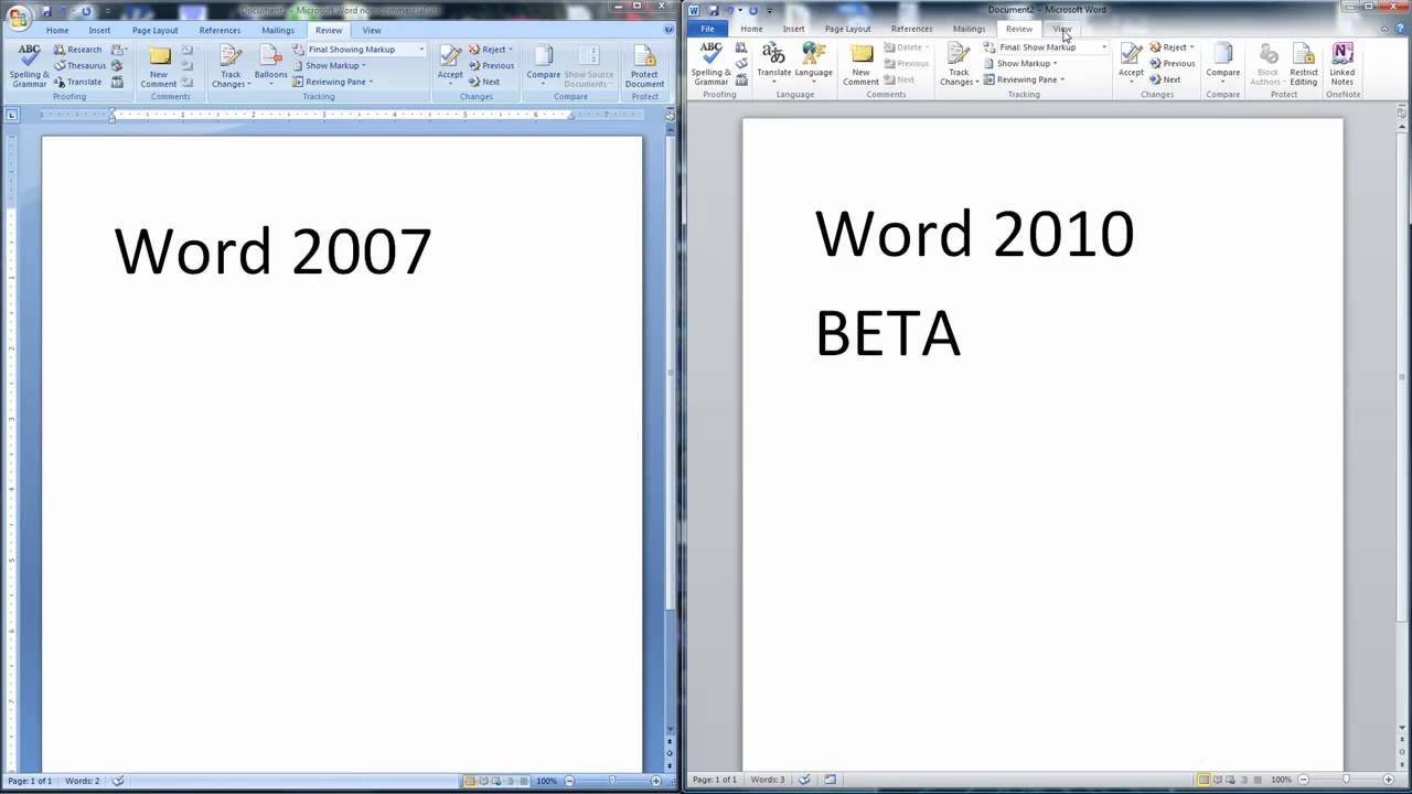 Microsoft Office 2007 Vs 2010 Comparison Chart