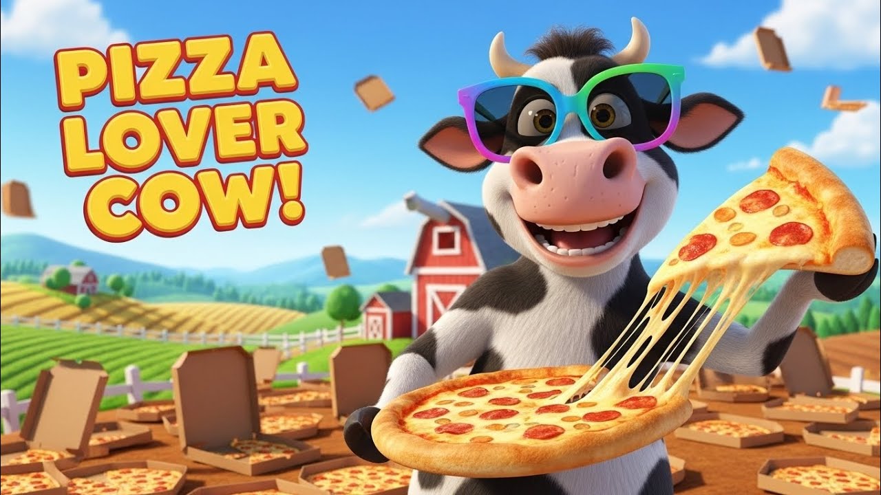 🐄🍕 The Pizza Lover Cow | Funny Cow Rhyme For Kids | Comedy Cartoon Poem