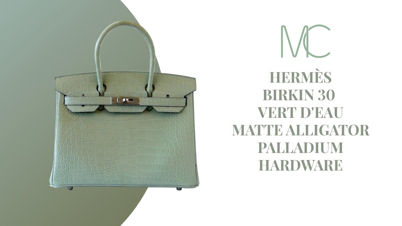 Hermes Birkin 30 Vert D'eau Matte Alligator Bag Gold Hardware For