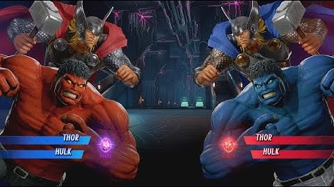 Red Hulk and Thor vs Blue Hulk and Thor - MARVEL VS. CAPCOM: INFINITE
