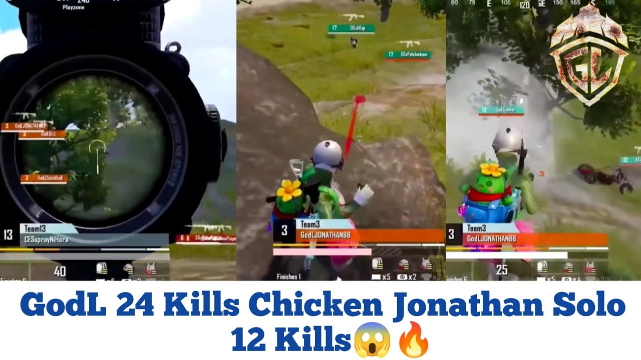 Godlike 24 Kills Chiken Dinner | Jonathan Solo 12 Kills | Godlike ...