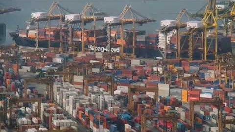 The time-lapse video showing the life of Singapore container terminal.
