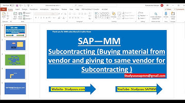SAP MM-: Subcontracting (Buying material from vendor and giving to same vendor for Subcontracting )