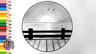 Kolay Karakalem Manzara Resmi Çizimi - Karakalem Çizimleri Kolay - Pencil Drawings Easy - Landscape