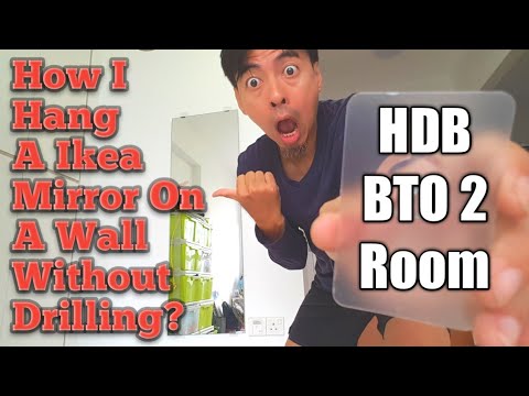 HDB BTO 2 Room How I Hang A Ikea Mirror On A Wall Without Drilling?