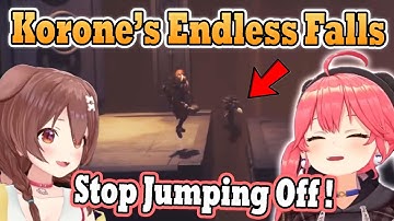 Korone Keeps Randomly Jumping Off the Map Had Miko Died Laughting !