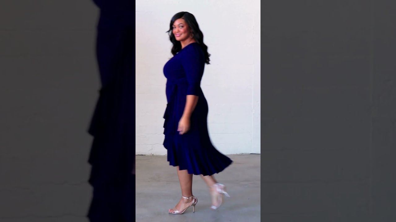 Whimsy Wrap Dress in Navy by Kiyonna
