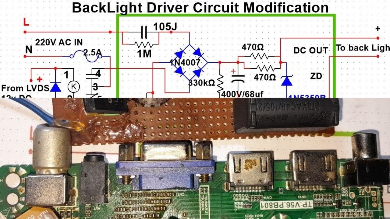 LED LCD TV BACKLIGHT DRIVER CIRCUIT MODIFICATION | NO LIGHT ON THE SCREEN REPAIR  |