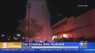 Geyser Of Water Shoots High Above Home Depot In Burbank