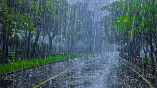 Healing Sleep within 3 minutes with Heavy Rain, strong wind on the empty road, no Thunder