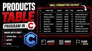💻Products Table Program in C #1 | format specifier + Array ONLY!