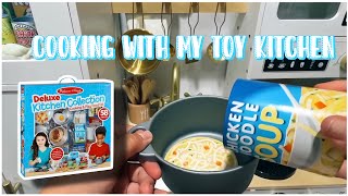 Cooking with my TOY KITCHEN!! 🍗🍋🥩|| Making play food with the Melissa and Doug deluxe kitchen set ||