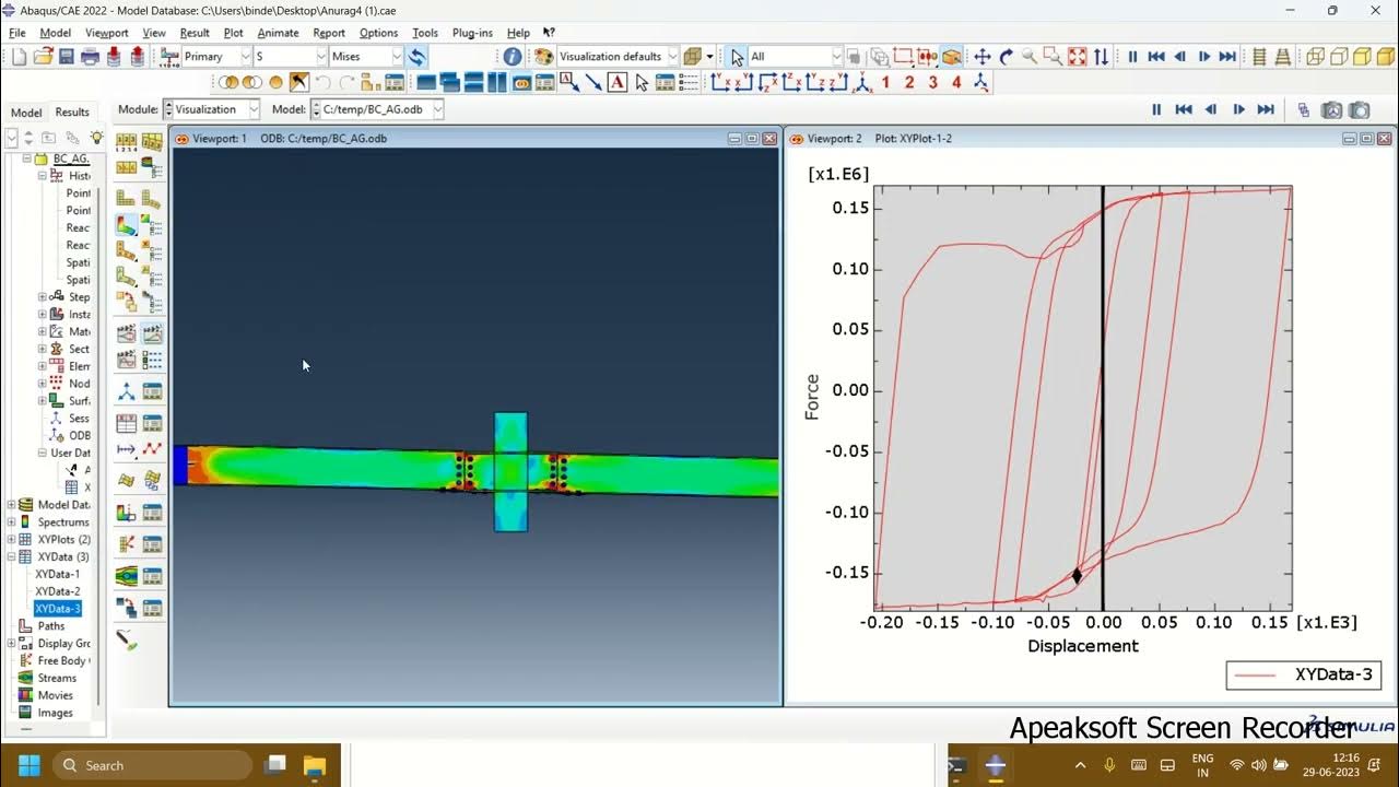 Steel connection subjected to cyclic loading in ABAQUS - YouTube