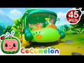Bumpy wheels on the bus  45 min cocomelon animal time  learning with animals  nursery rhymes