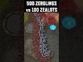 Who wins 500 Zerglings vs 100 Zealots sc2 starcraft 