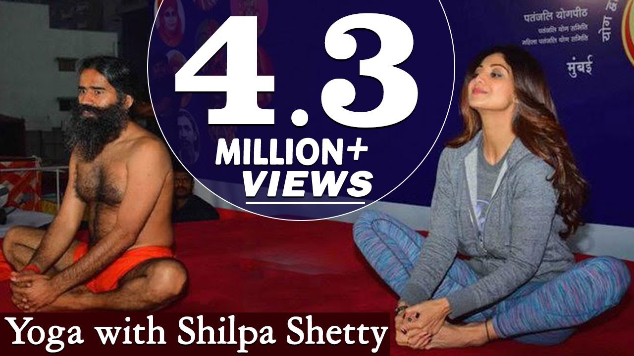 Swami Ramdev and Shilpa Shetty Practising Yoga at Mumbai