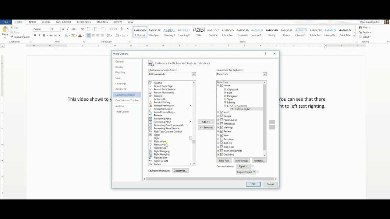 Microsoft Word 2013 Left To Right And Right To Left Text Direction