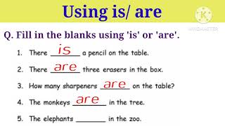 English Grammar// Using is/are// Worksheet for kids