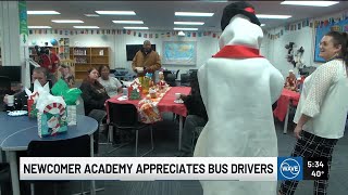 Newcomer Academy hosts holiday breakfast for bus drivers