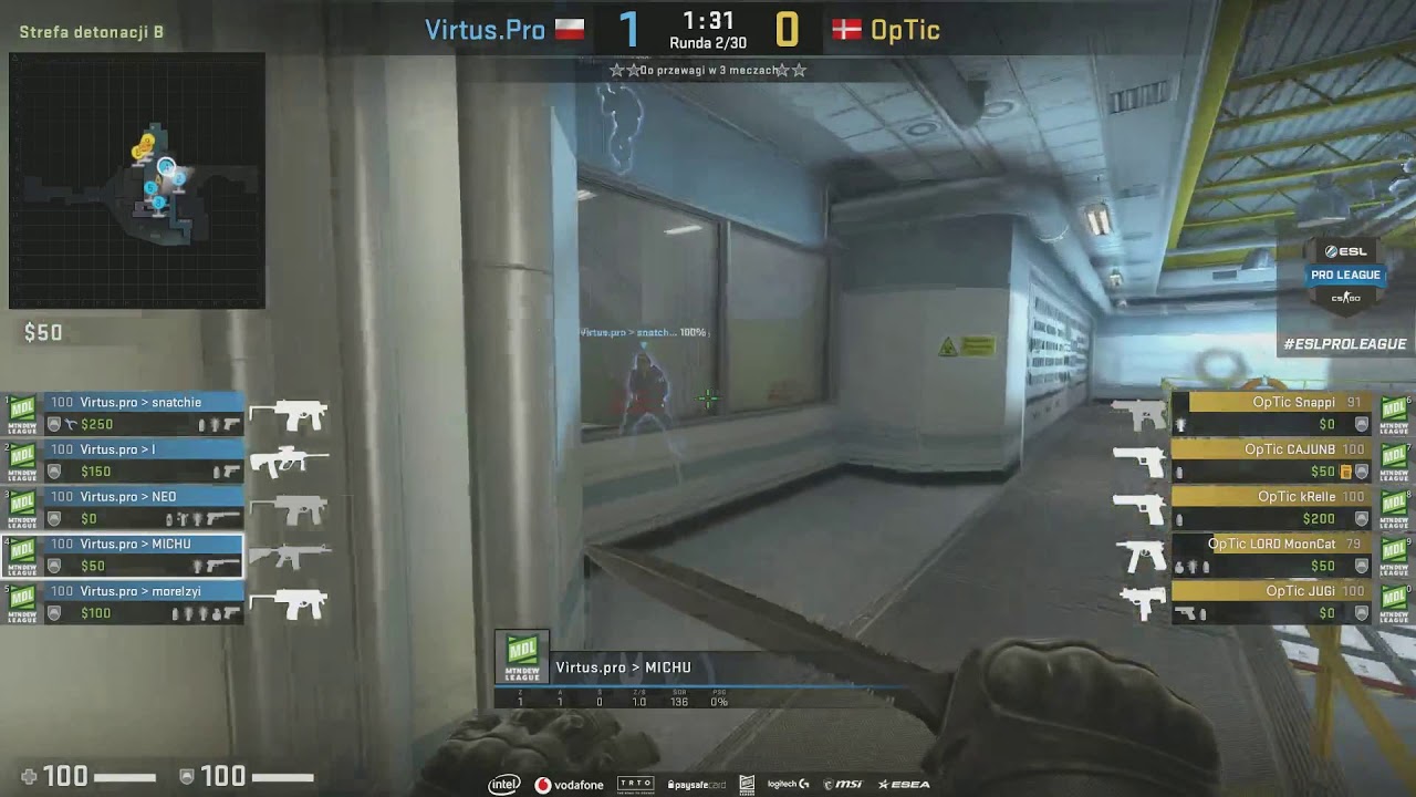 CS:GO Event snatchie ace Virtus pro vs OpTic at   ESL Pro League Season 8 Europe Relegation