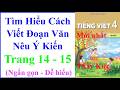 Tìm Hiểu Cách Viết Đoạn Văn Nêu Ý Kiến | Tiếng Việt Lớp 4 Tập 1 Trang 14 – 15 | Kết Nối Tri Thức