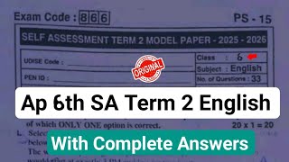 AP 6th CLASS SA-2 English 💯 Real Question Paper - 2025 - 2026 