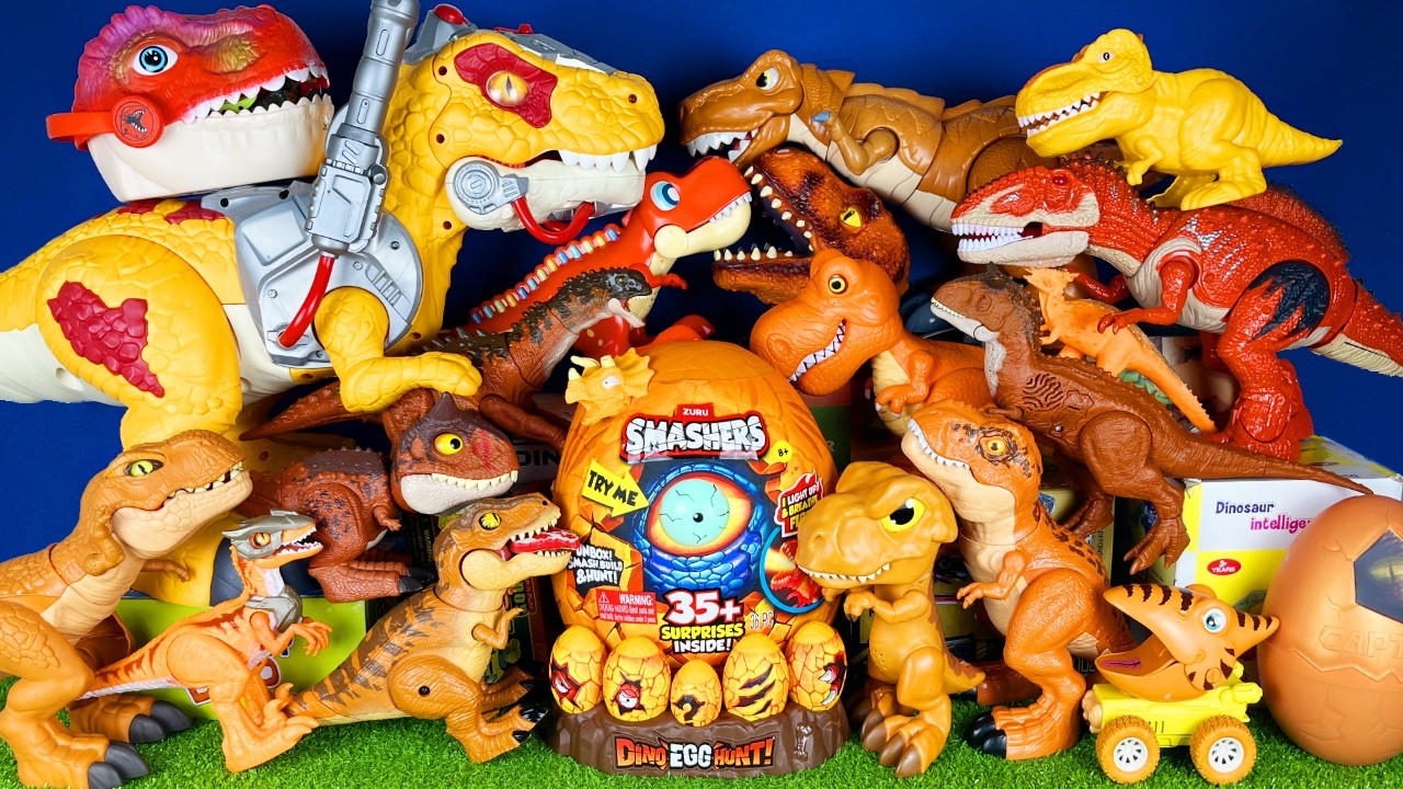 Jurassic World Unboxing Review Asmr Dinosaur T-rex Indominus Rex Spino ZURU Smashers 35 Dino Eggs