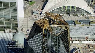 Aerial footage / The office tower Hekla in the business district of Paris la Défense