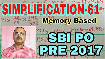 Simplification Questions-61 | SBI PO PRE 2017 | Memory Based #Amar Sir