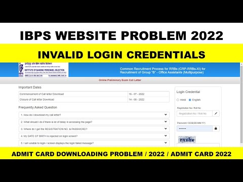 IBPS WEBSITE PROBLEM invalid login credentials problem 2022 RRBs CRP RRB IBPS PO IBPS CLERK