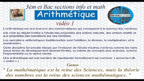 arithmétiques (vidéo 1) Divisibilité dans  IN, division euclidienne , PGCD de deux entiers non nuls