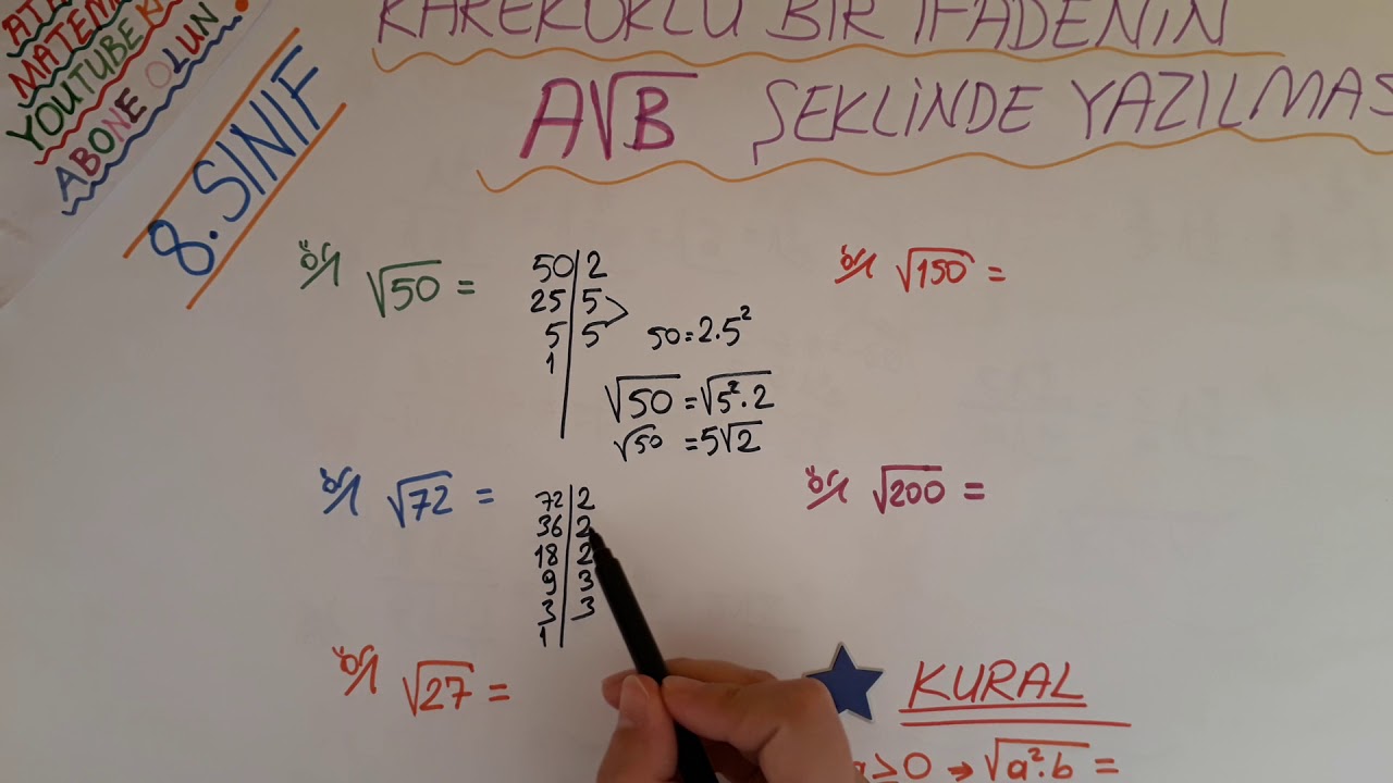 8. sinif karekÃk İÃİndekİ sayi nasil karekÃk diÅina Ãikarilir ...