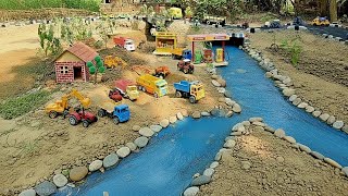 JCB 5CX 4WD Fully Loading Sand Holland Tractor 2 Mahindra Tractor &amp; Tata Tipper Truck JCB Cartoon