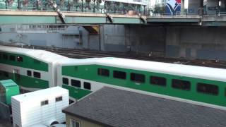 Toronto union station rush hour with go transit and via rail