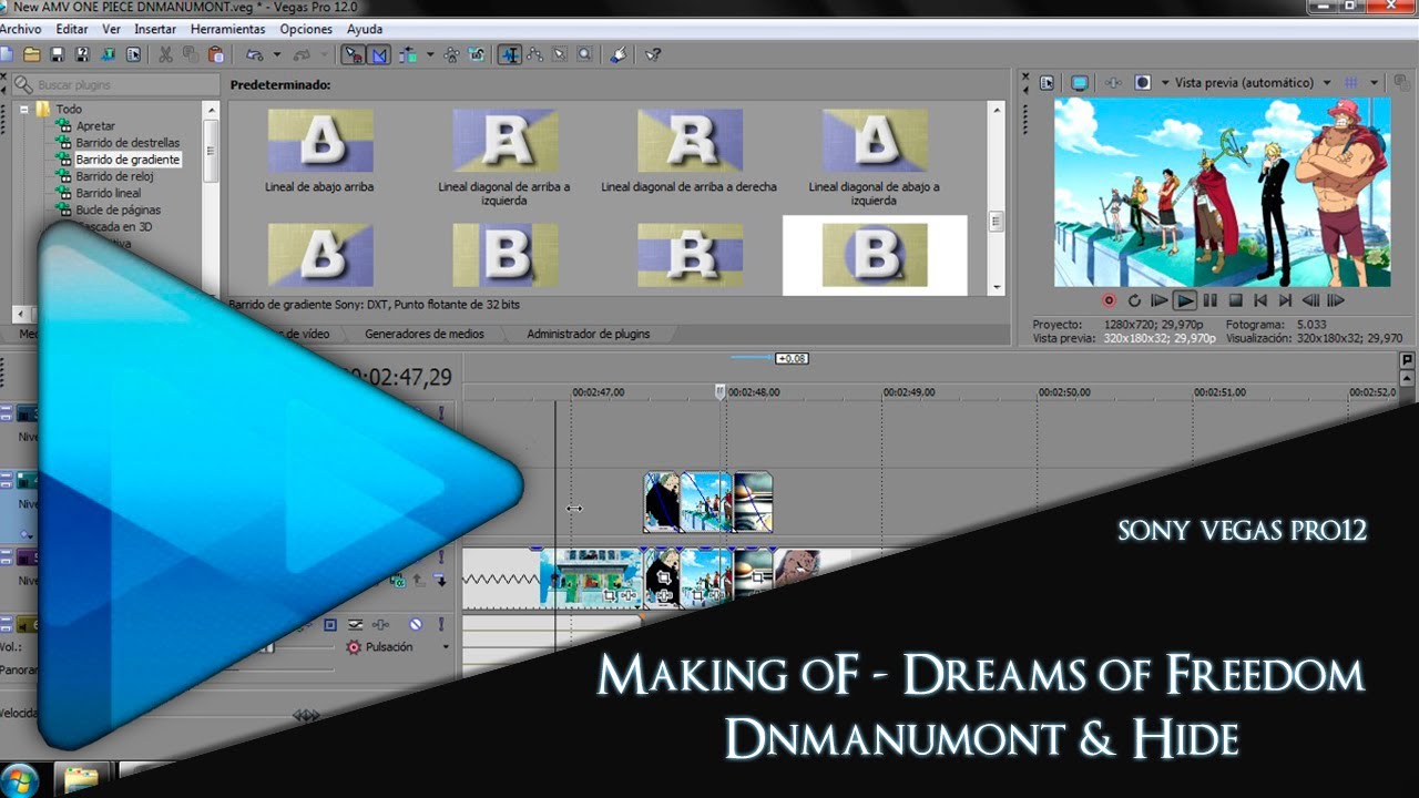 Making of - One Piece AMV - Dreams of Freedom [Sony Vegas] - YouTube