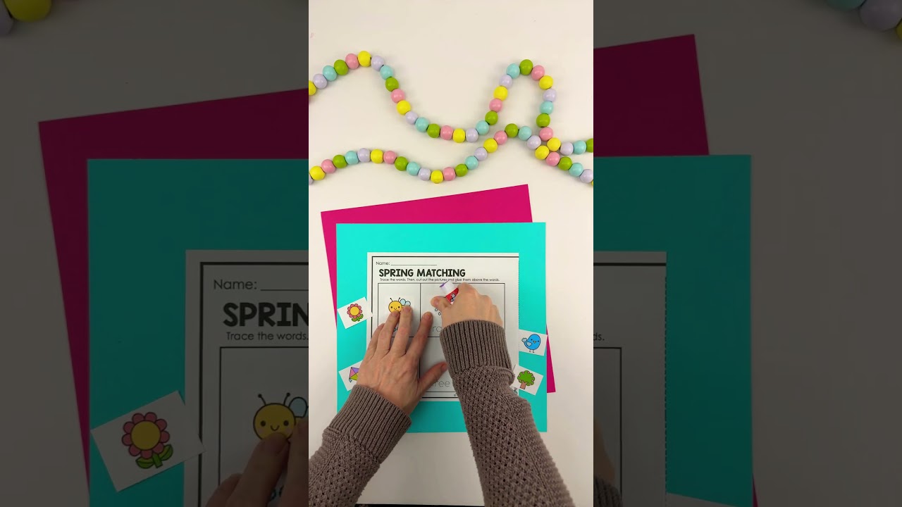 Spring matching words to pictures printable  worksheet 