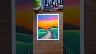 🌈 Easy Sunset Scenery for Kids | Oil Pastel Drawing Shorts screenshot 4