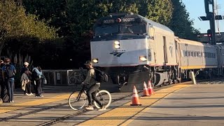 Amtrak near miss with a biker (emergency brakes applied)