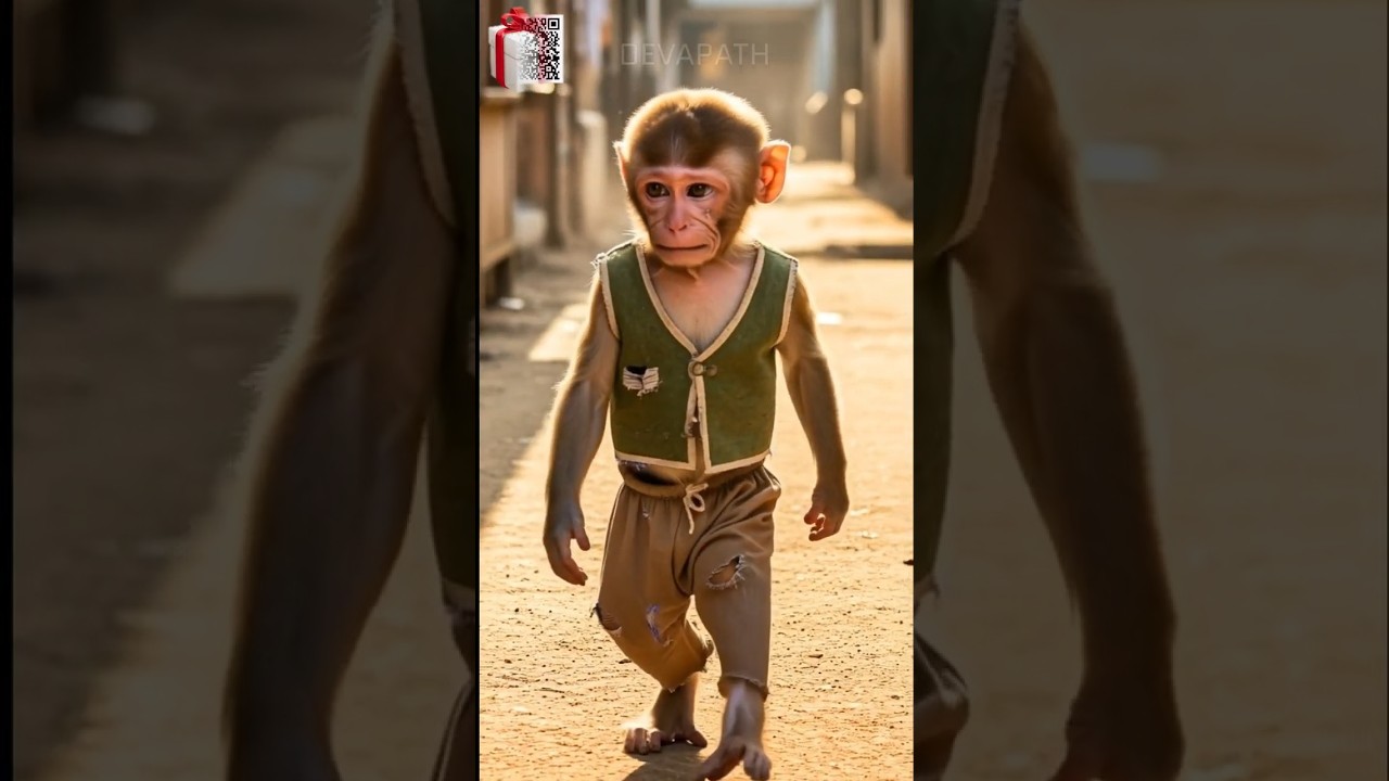 🐒Poor little monkey mother dies by the bad men 💔, Lord Hanuman blesess him✨🙏