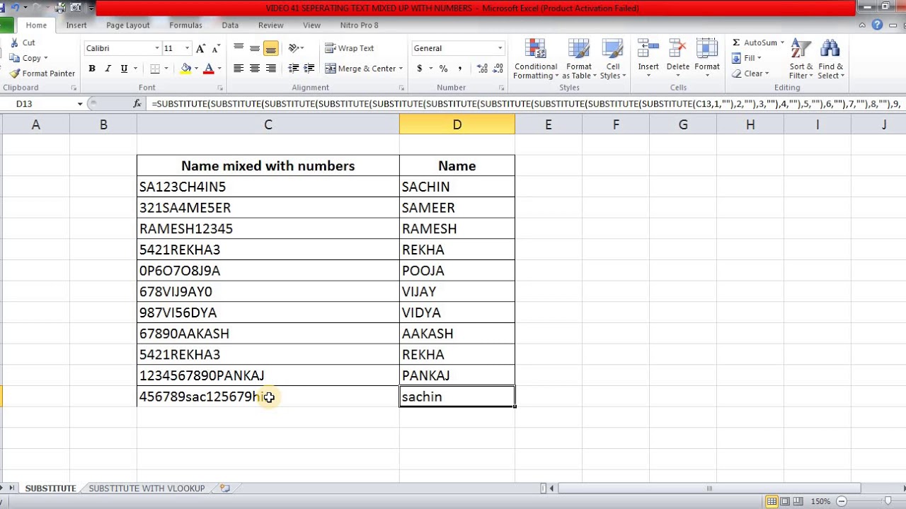 Video 41 SUBSTITUTE SEARCH LEFT Function Sachin Vartak Excel