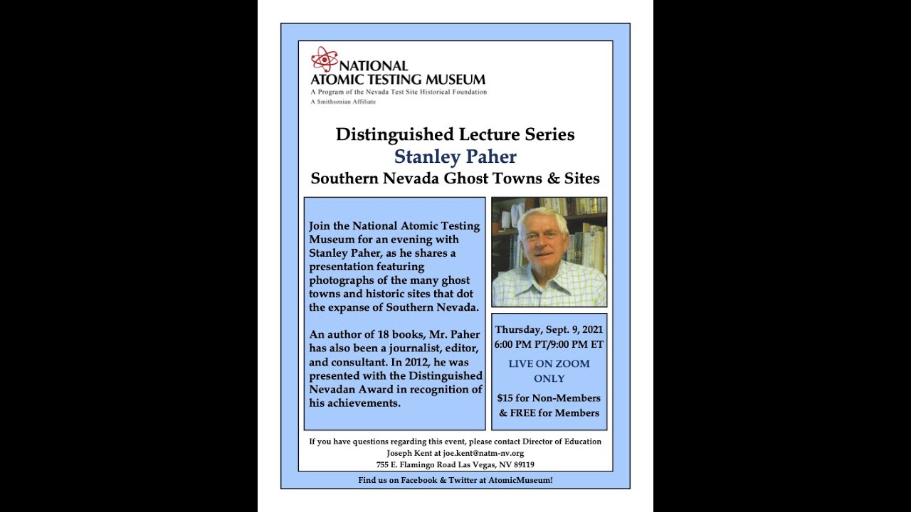 Distinguished Lecture with Stanley Paher "Southern Nevada Ghost Towns