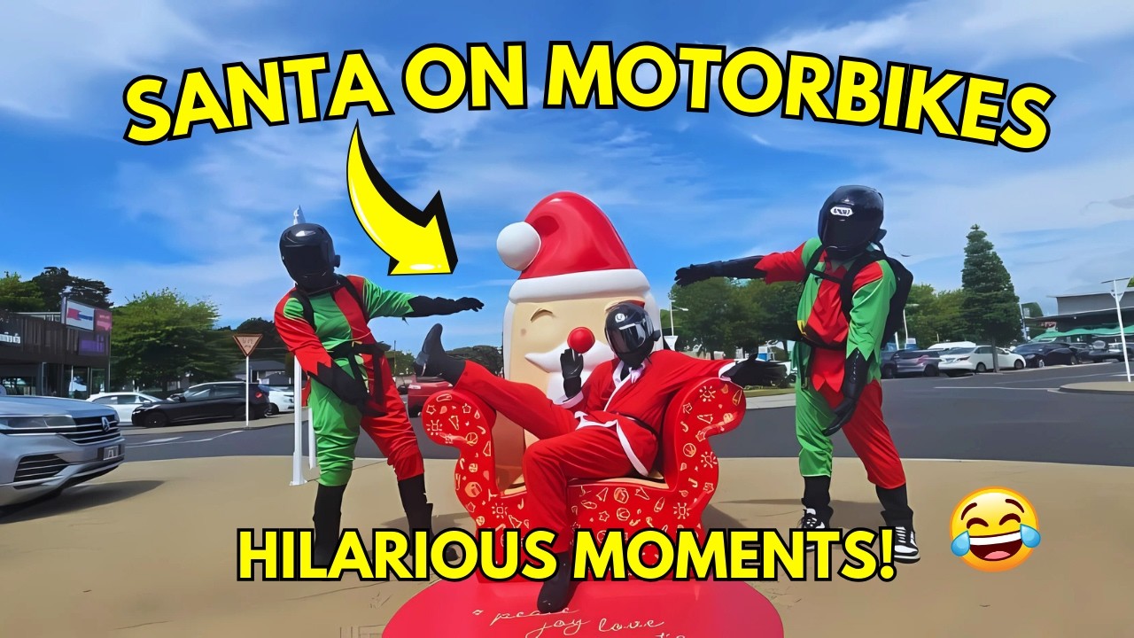 Santa on Motorbikes! Funniest Christmas Moments!