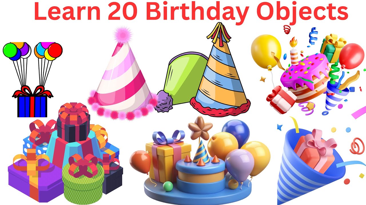 Learn 20 Birthday Party Objects | 20 Birthday Party Ki Cheezein for Kids 🎉🎂