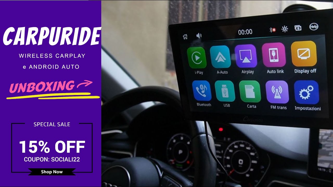 Recensione CARPURIDE, autoradio senza fili portatile, con lettore Video,  Wireless Carplay & Android 